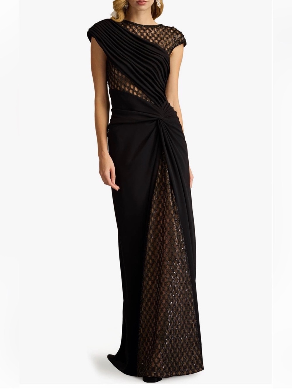 New Tadashi Shoji Jetta Cap Sleeve Gown